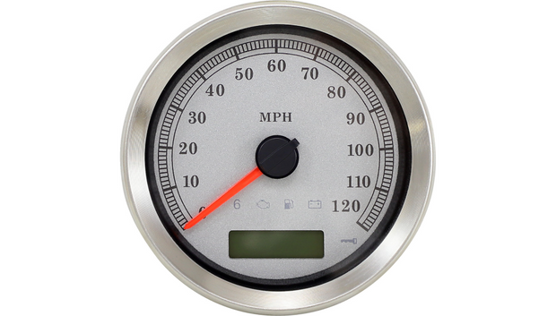 DRAG SPECIALTIES 4” Programmable Electronic Speedometer - Silver Face - MPH
