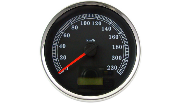DRAG SPECIALTIES 5" Programmable Electronic Metric Speedometer - Black - 220 KPH