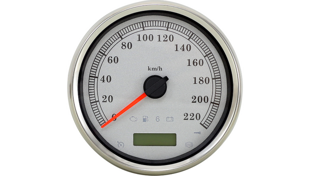 DRAG SPECIALTIES 5" Programmable Electronic Metric Speedometer - Silver - 220 KPH