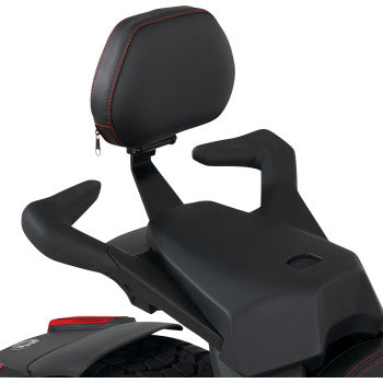 SHOW CHROME Passenger Backrest for Can-Am Ryker - Smooth - Black w/Red Stitching
