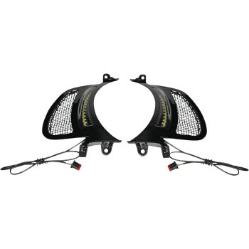 CUSTOM DYNAMICS Genesis 4 Dynamic LED Road Glide Vent Inserts Black w/ Black Mesh