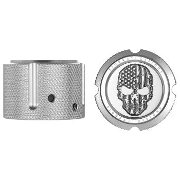 Figurati Designs Front Axle Nut Cover - Stainless Steel - American Flag Skull - Contrast Cut