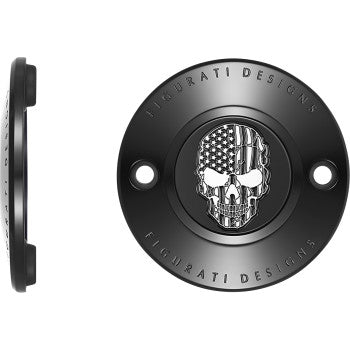 Figurati Designs Timing Cover - 2 Hole - Skull - Contrast Cut - Black