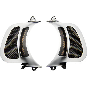 CUSTOM DYNAMICS Genesis 4 Dynamic LED Road Glide Vent Inserts Chrome w/ Stainless Mesh