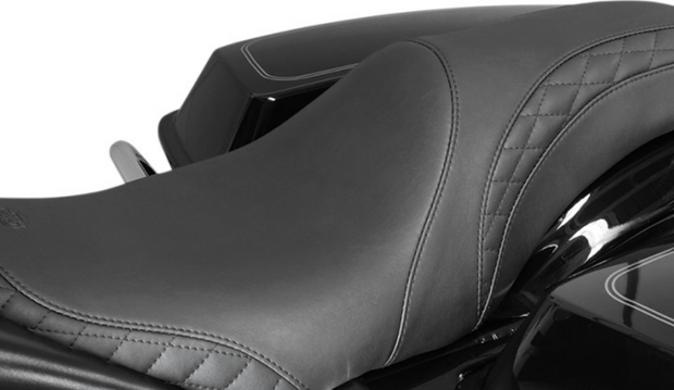 Mustang Tripper™ Fastback Seat - Paul Yaffe Tank Stitched w/Small Diamond Inlays - Black