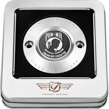 Figurati Designs Timing Cover - 2 Hole - POW MIA - Stainless Steel