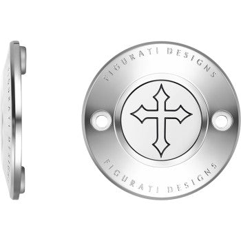 Figurati Designs Timing Cover - 2 Hole - Cross - Stainless Steel