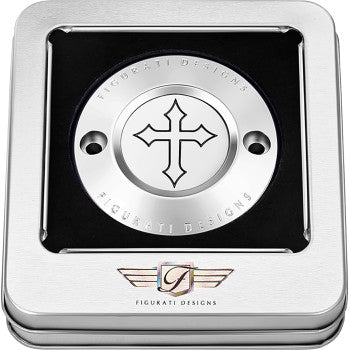 Figurati Designs Timing Cover - 2 Hole - Cross - Stainless Steel