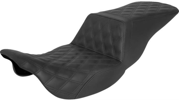 SADDLEMEN Full Lattice Stitch Step-Up Seat - Black - FLH/FLT