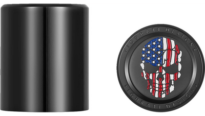 FIGURATI DESIGNS Docking Hardware Covers - Red/White/Blue American Flag Skull - Short - Black