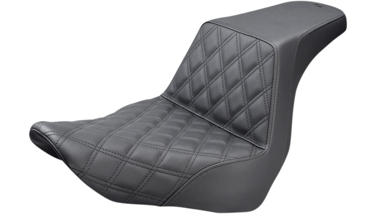 SADDLEMEN Front Lattice Stitch Step-Up Seat - Black - Softail Low Rider