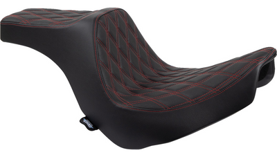 DRAG SPECIALTIES Predator III Seat - Double Diamond - Black w/ Red Stitching - FL/FX '18-'22