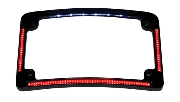 CUSTOM DYNAMICS Radius License Plate Frame with Auxiliary Red LEDs and Tag Illumination