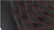 DRAG SPECIALTIES Predator III Seat - Double Diamond - Black w/ Red Stitching - FL/FX '18-'22