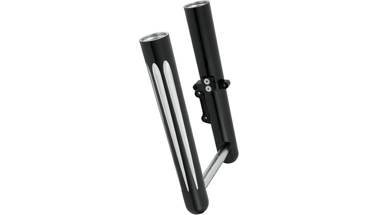 Arlen Ness Hot Legs Fork Legs - Dual Disc - Deep Cut - Black/Silver