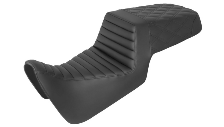 SADDLEMEN Step Up Seat - Front Tuck-n-Roll/Rear Lattice Stitch - Black - Pan America