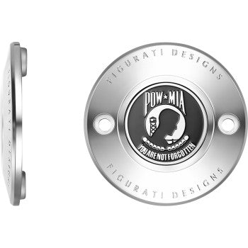 Figurati Designs Timing Cover - 2 Hole - POW MIA - Stainless Steel