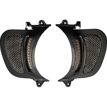 CUSTOM DYNAMICS Genesis 4 Dynamic LED Road Glide Vent Inserts Black w/ Stainless Mesh